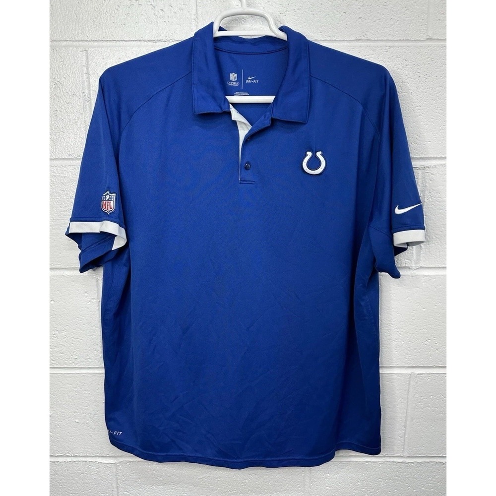 Nike Polo Shirt Blue Indianapolis Colts NFL On Field Dri-Fit / Men's 2XL